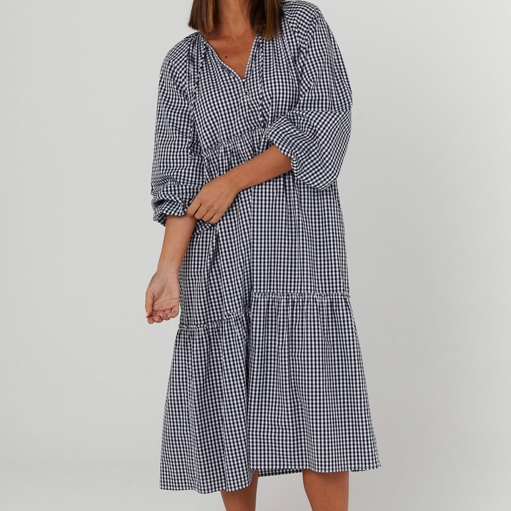 GIDGET DRESS (NAVY GINGHAM) Size Small 0
